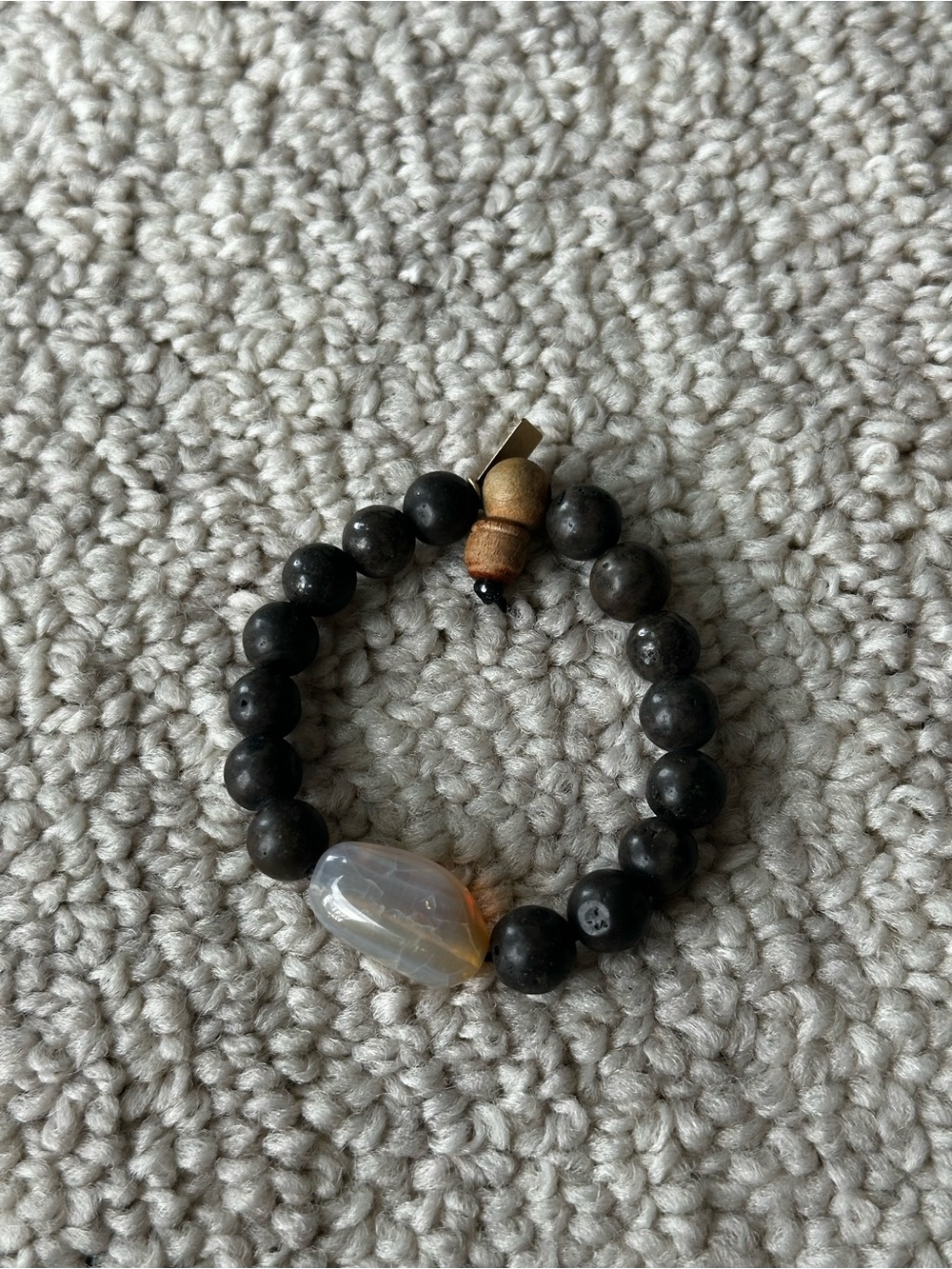 Judith Bright handmade dolomite beaded bracelet with large opal